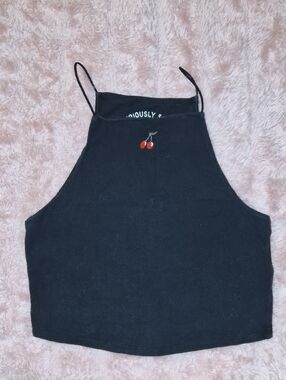 Aeropostale Black Bungee Cami with White Logo Print